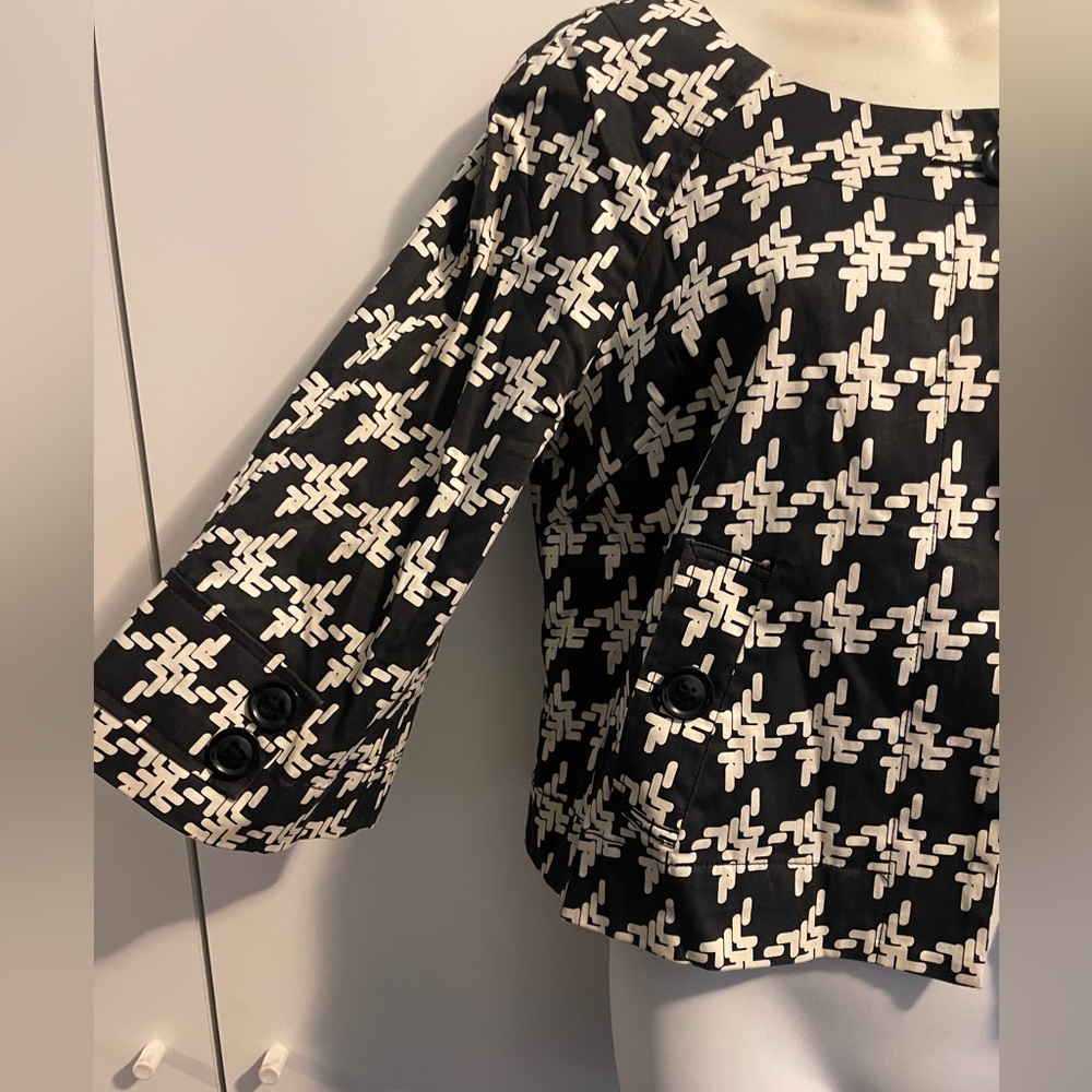 Metrostyle women’s vintage cotton blend black/white houndstooth jacket Size 4 - Picture 2 of 7
